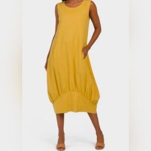 CYNTHIA Soft Linen Mustard Sleeveless Bubble Dress size L